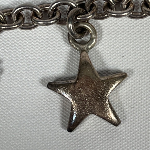 Sterling Silver Charm Bracelet Elephant Ships Wheel Fish Star USMC Vintage 1990s - Picture 7 of 16